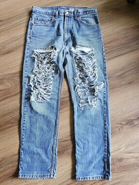 RARE!!!Vintage Levi's 505 1980s Light Blue Distressed Women's Jeans size W34x30L